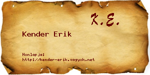 Kender Erik névjegykártya